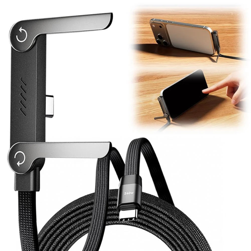 240W - USB C to USB C- Fast Charging Gaming Data Cable - 1.5M with Foldable Phone Stand