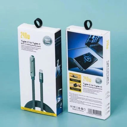 240W - USB C to USB C- Fast Charging Gaming Data Cable - 1.5M with Foldable Phone Stand