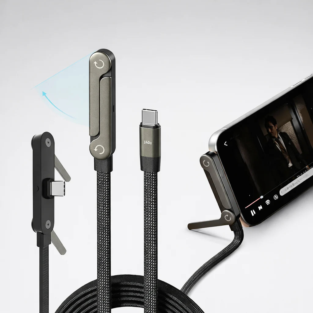 240W - USB C to USB C- Fast Charging Gaming Data Cable - 1.5M with Foldable Phone Stand