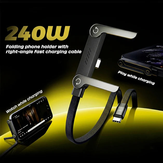 240W - USB C to USB C- Fast Charging Gaming Data Cable - 1.5M with Foldable Phone Stand